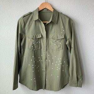 Long Sleeve Olive Green Button Down Shirt